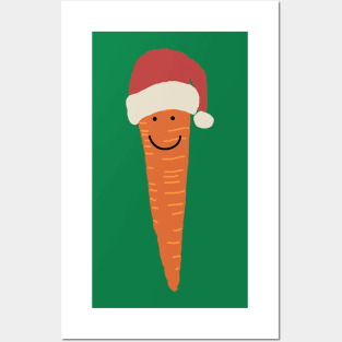 Carrot Wearing Santa Hat Posters and Art